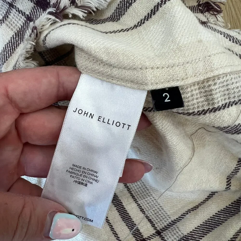 JOHN ELLIOTT Men's Hemi Oversized Shirt Size 2/M In Gobi Check